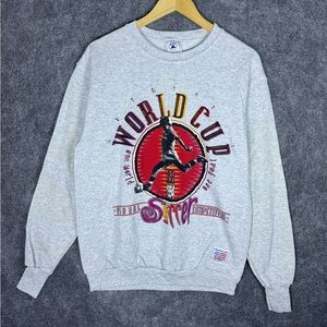 RARE Vintage 1991 World Cup USA 94 Gray Sweatshirt Size L Made In USA